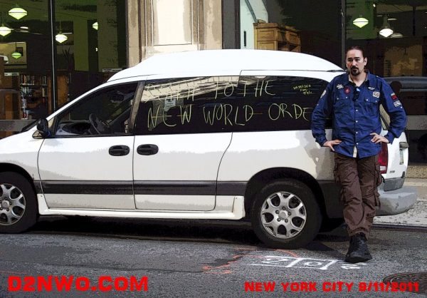 Harry linked by his car in New York Harry link standing beside his car at the occupied protest in New York- Copy