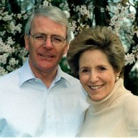 Former Tory Prime Minister John Major, 56, with wife Dame Norma Major at his Huntingdon constituency home on the day he announced he would not stand at the next general election. Photograph © Jason Bye